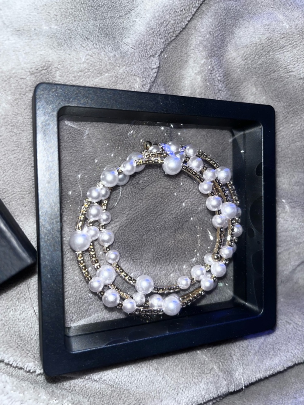 lovenote Multi-Strand Pearl and Gold-Tone Bead Bracelet